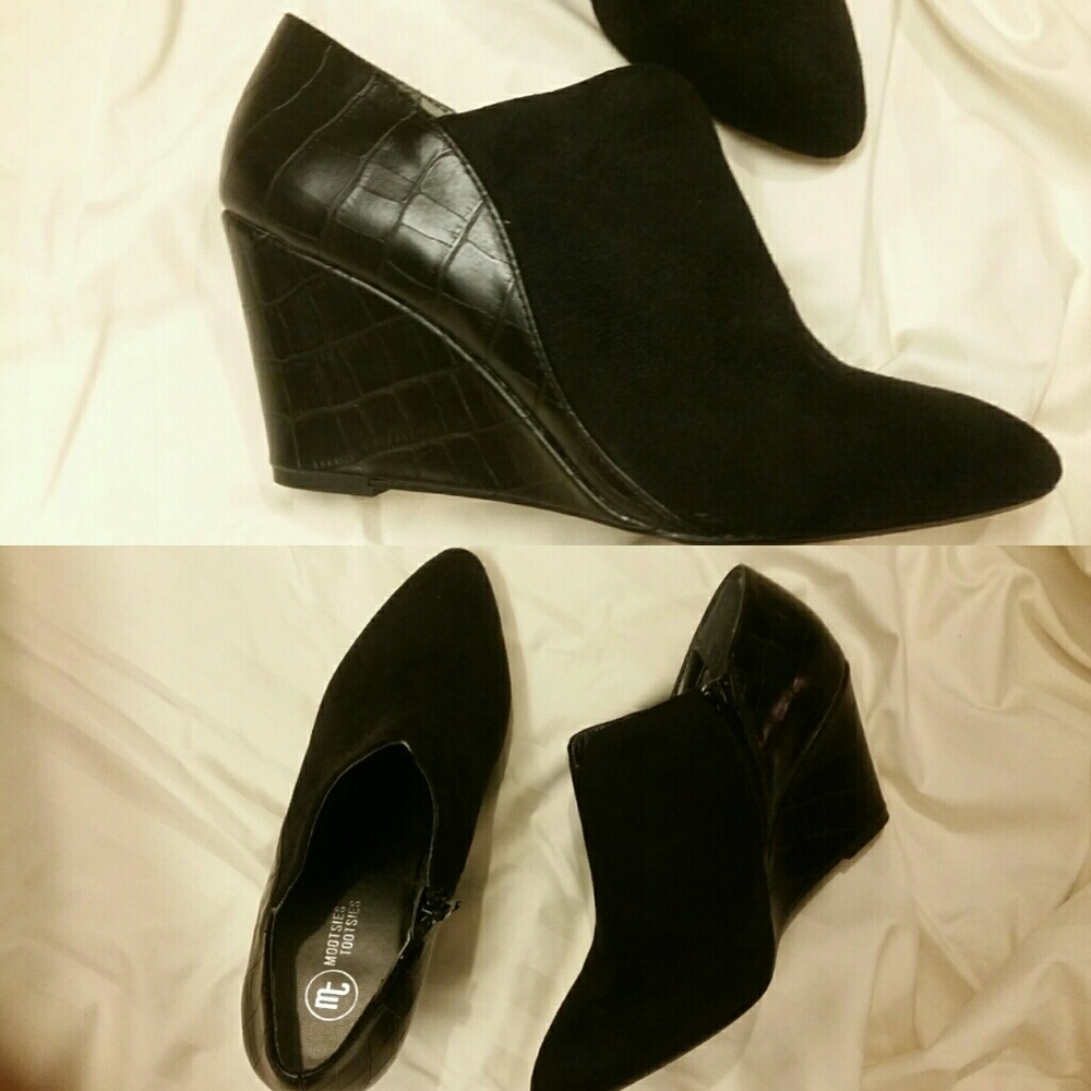 Mootsies Tootsies Black Suede/Textured Booties